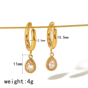 1 Pair Light-luxury   Style Droplet Shape Stainless Steel  Gold Color Inlay Rhinestone Women's Earrings h5 Picture3